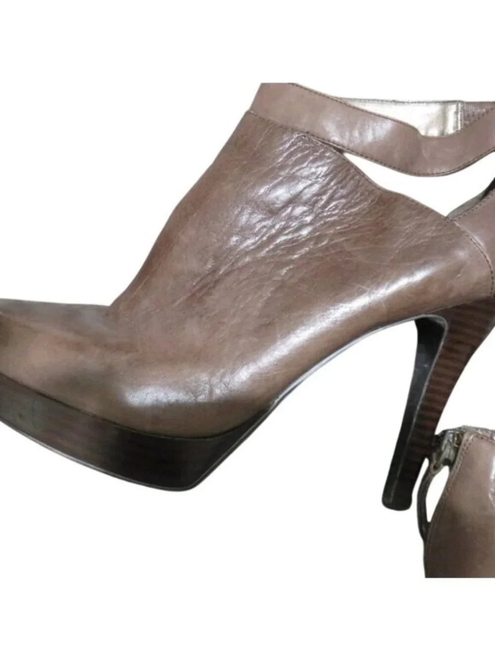 Nine West Brown Vegan Leather Platform Booties Ankle Boots Heels Stilettos 10